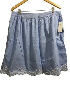 NWT Skies Are Blue Coquette Knee Length Blue White Striped Striped Skirt Size 1X